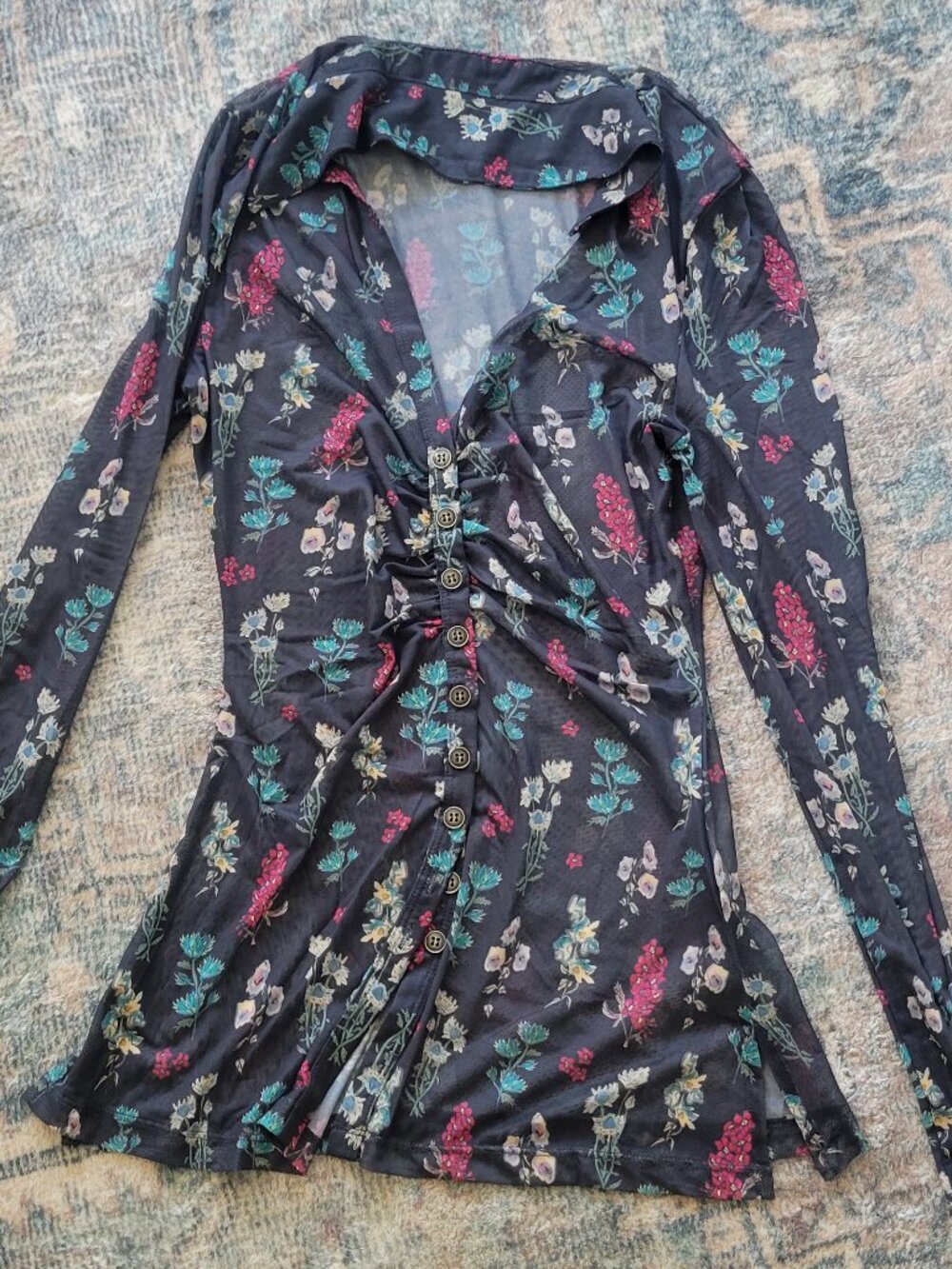 Natural Life Long Sleeved Boho Button up Top